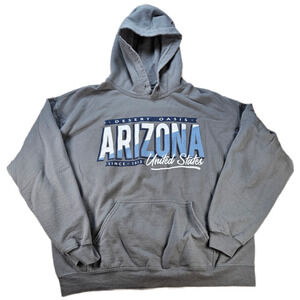 Men’s Arizona Hoodie Grey Large Heavy Blend Cotton Polyester Pullover